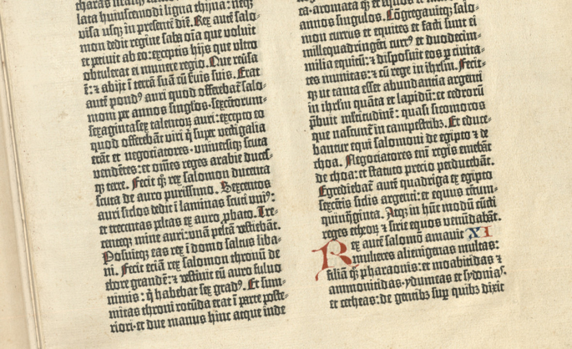 Gutenberg Bible Leaf, 1 Kings 10–11