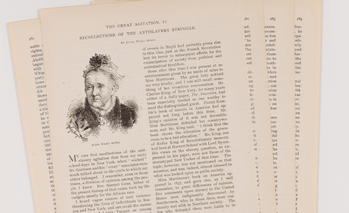 “Recollection of the Antislavery Struggle” by Julia Ward Howe, from _The Cosmopolitan, A Monthly Illustrated Magazine_, Volume VII