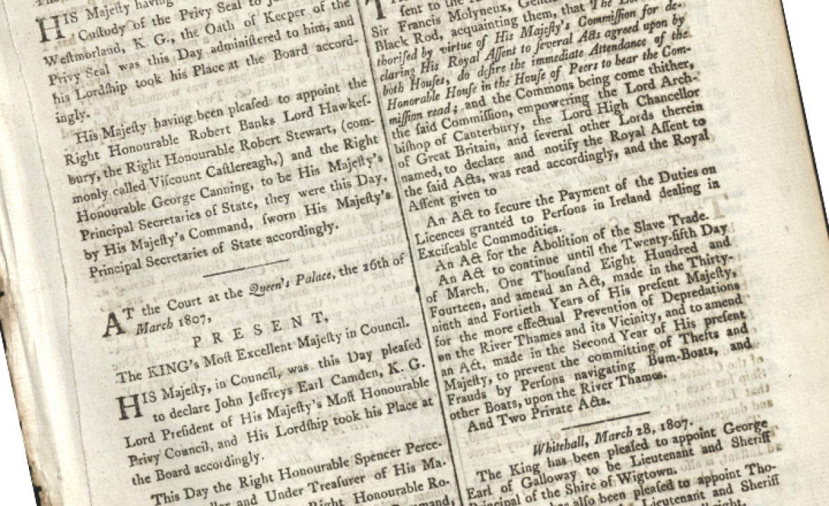 _The London Gazette_, March 28, 1807