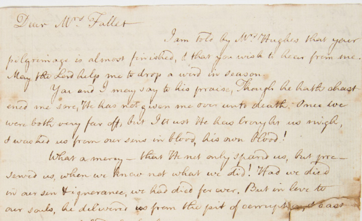 Handwritten Letter from John Newton to Mrs. Faller