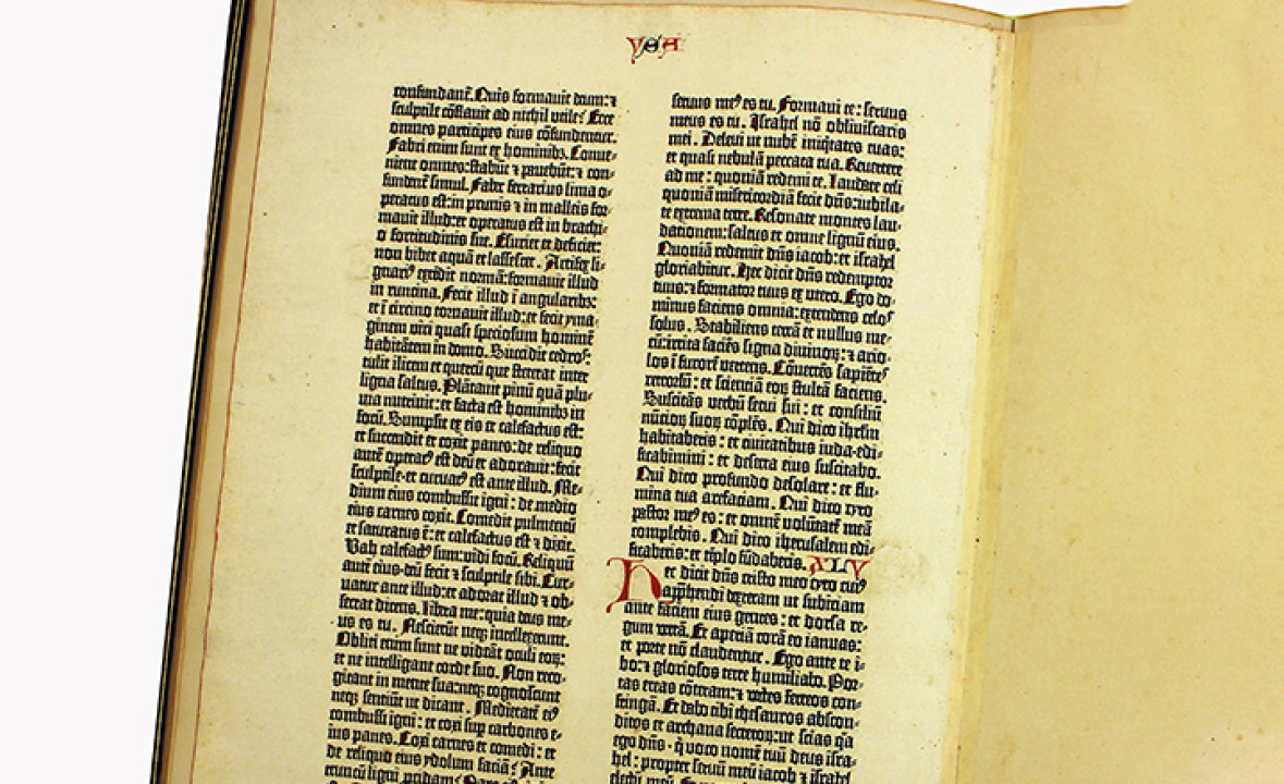 Gutenberg Bible Leaf, Isaiah 43:7–45:6