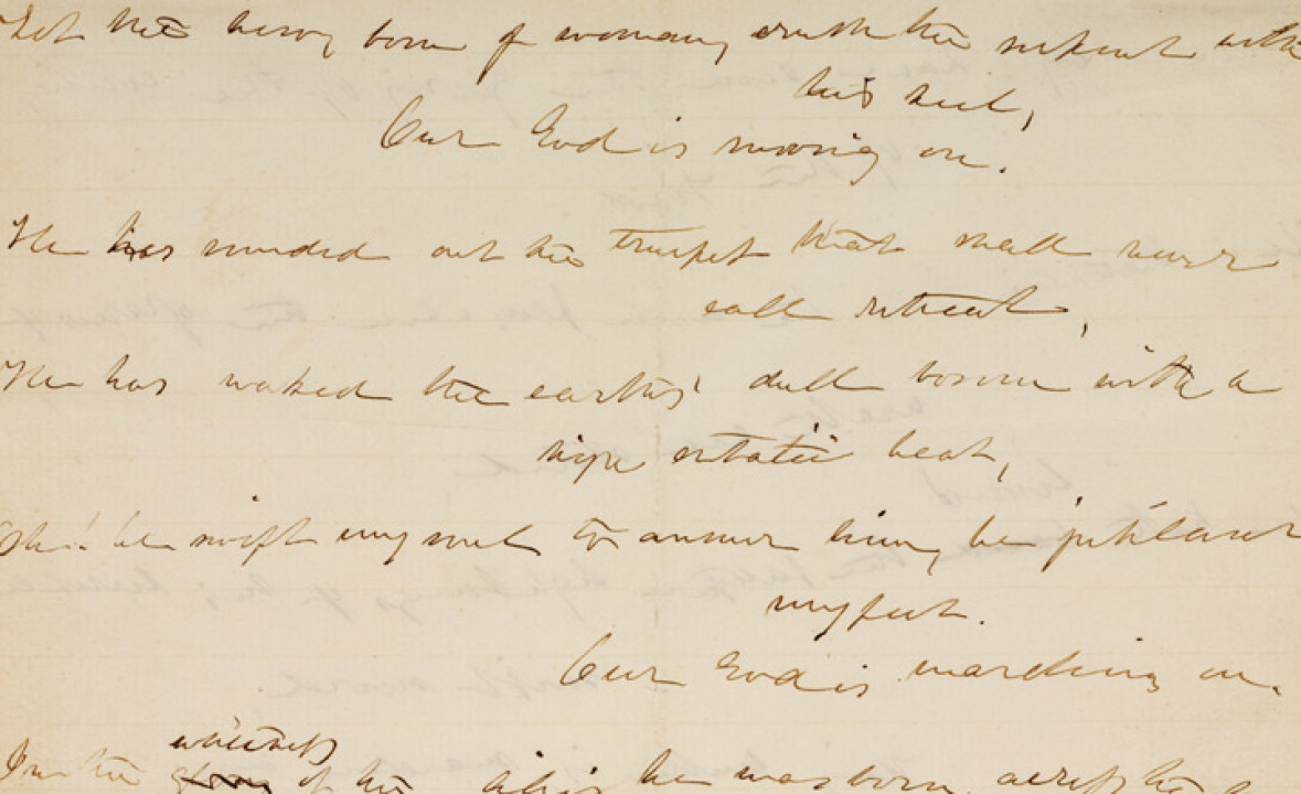 Original Draft of “The Battle Hymn of the Republic” with Cover Letter and Envelope