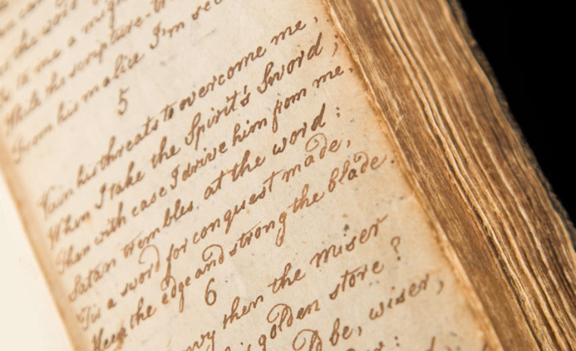 King James Bible containing “Precious Bible, what a treasure” handwritten by John Newton