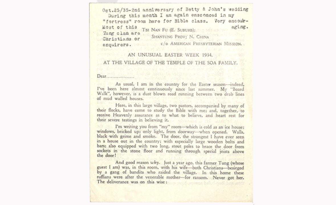 “An Unusual Easter Week 1934, at the Village of the Temple of the Soa Family”