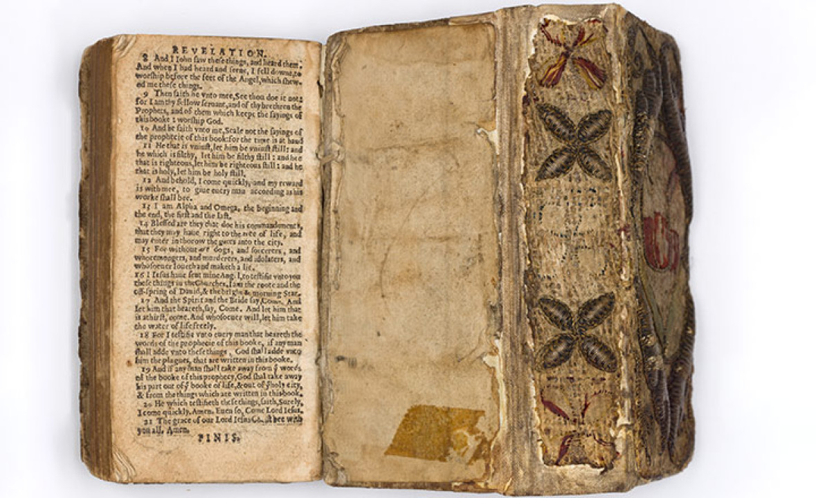Embroidered Dos-à-Dos “The New Testament” and “The Whole Book of Psalms in English Meter”