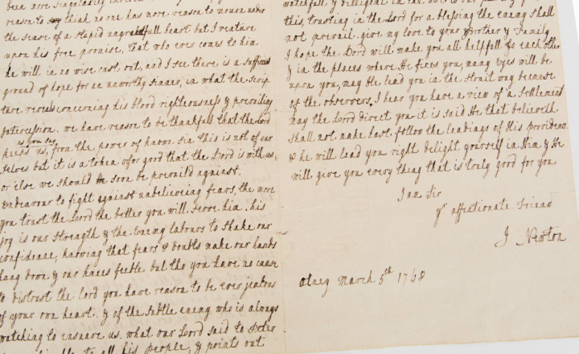 Handwritten Letter from John Newton